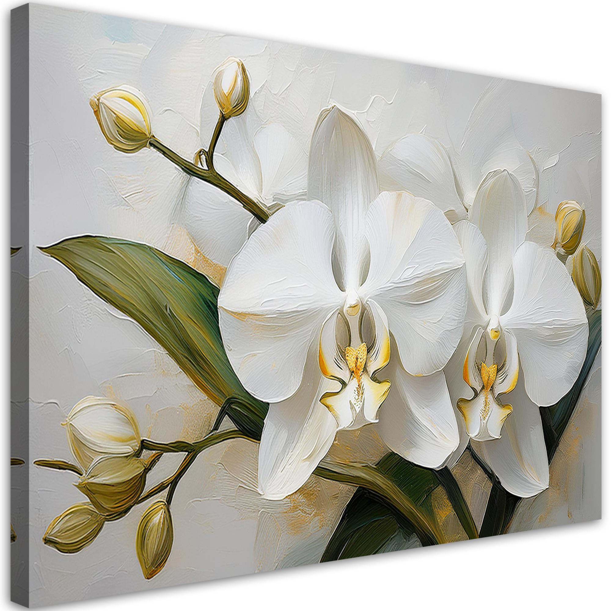 WANDBILD gemalte orchidee blume - Weiß, Textil (60/40cm) - Feeby