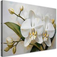 WANDBILD gemalte orchidee blume - Weiß, Textil (60/40cm) - Feeby