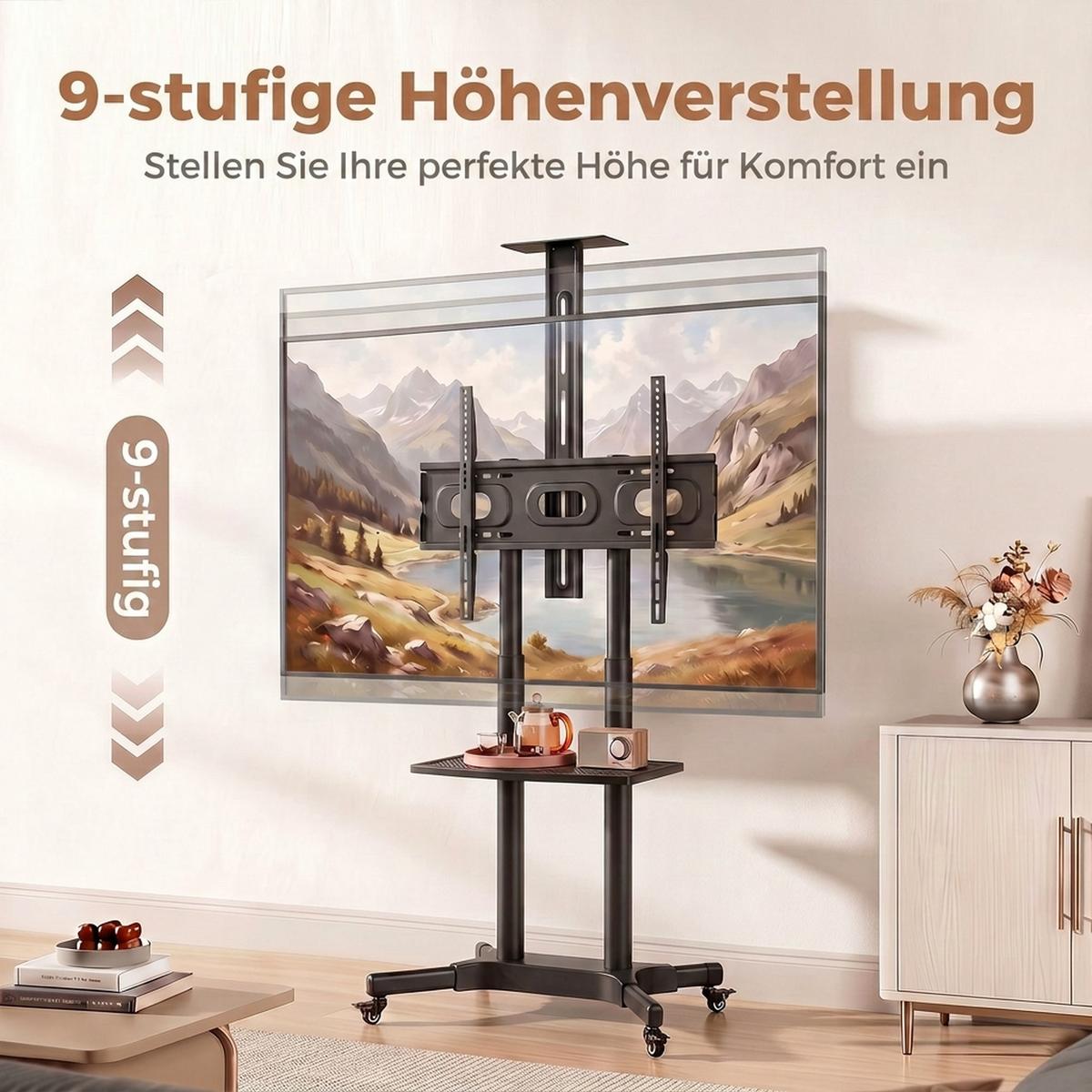 MOBILER-TV-STÄNDER Metall Schwarz - Schwarz, Metall (64.8/189/85.3cm) - HOMCOM