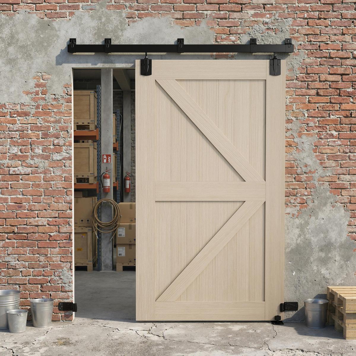 TÜRSCHIENENSYSTEM aus Karbonstahl Schwarz - Schwarz, Metall (4.7/6.1/183cm) - HOMCOM