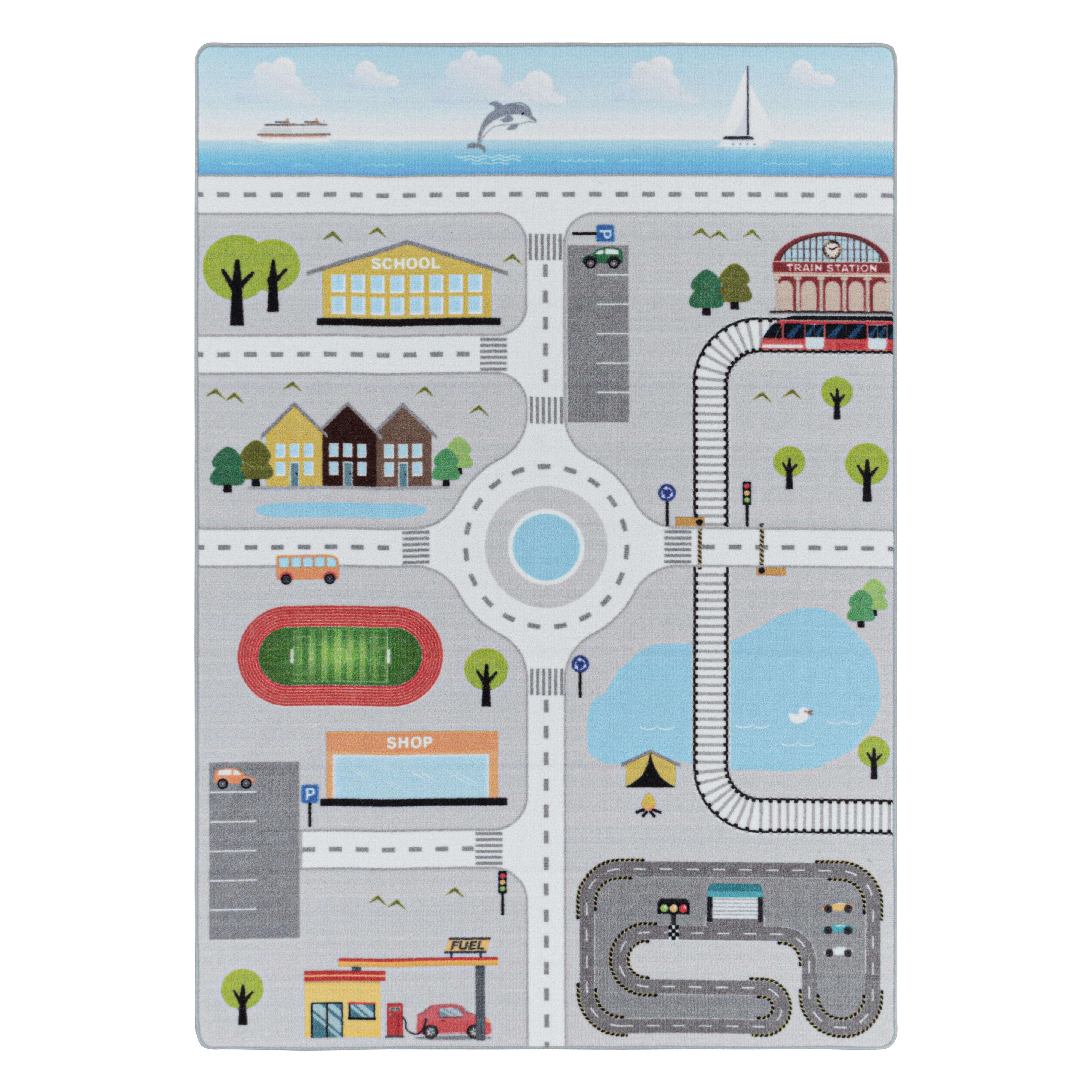 KINDERTEPPICH TRAUN, mit Spielstraßen-Motiv, Grau, 160 x 230 cm - Grau, Textil (230/160cm) - KADIMA DESIGN