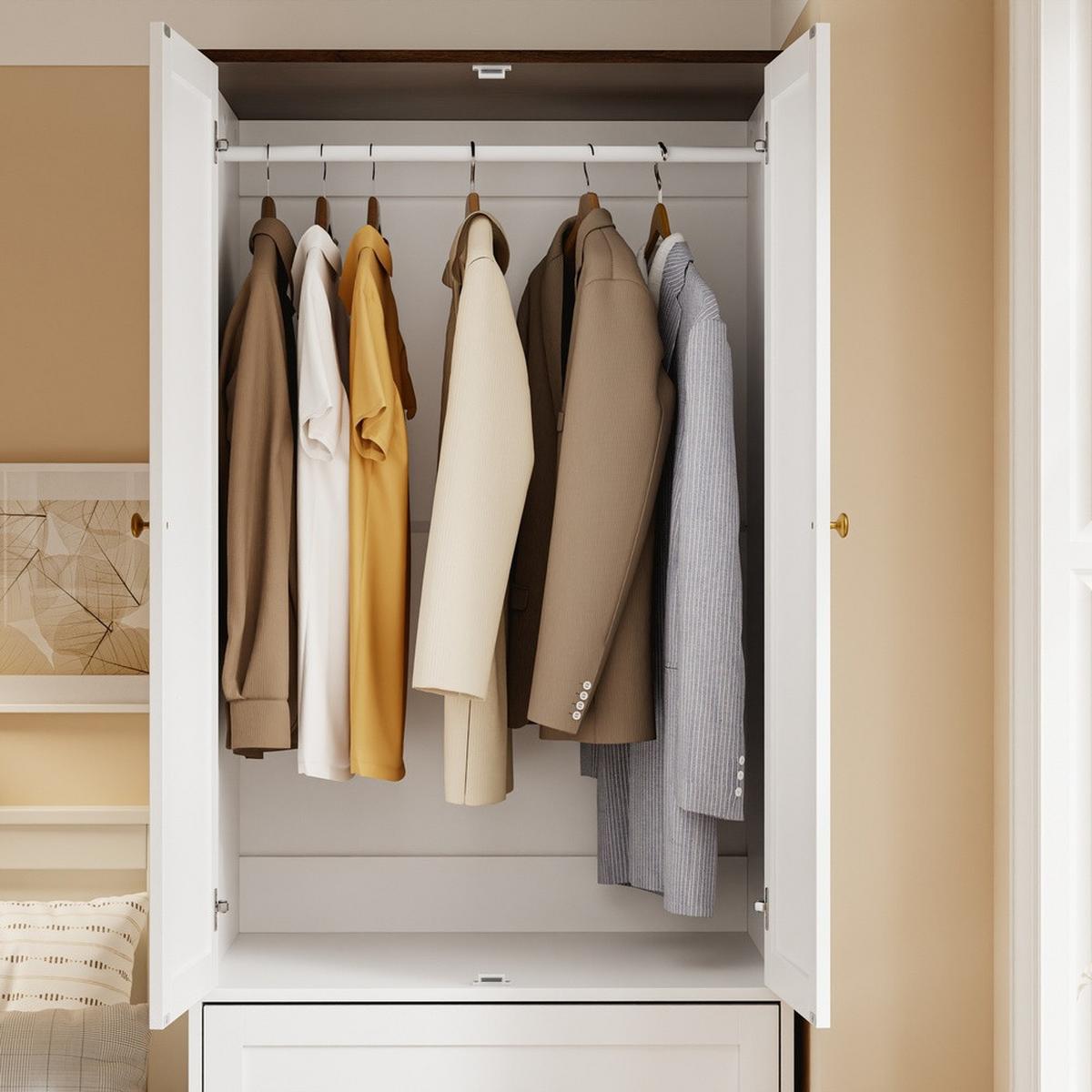 KLEIDERSCHRANK mit Schubladen KSB04-W - Ahornfarben, Fell (70/187/55cm) - SoBuy