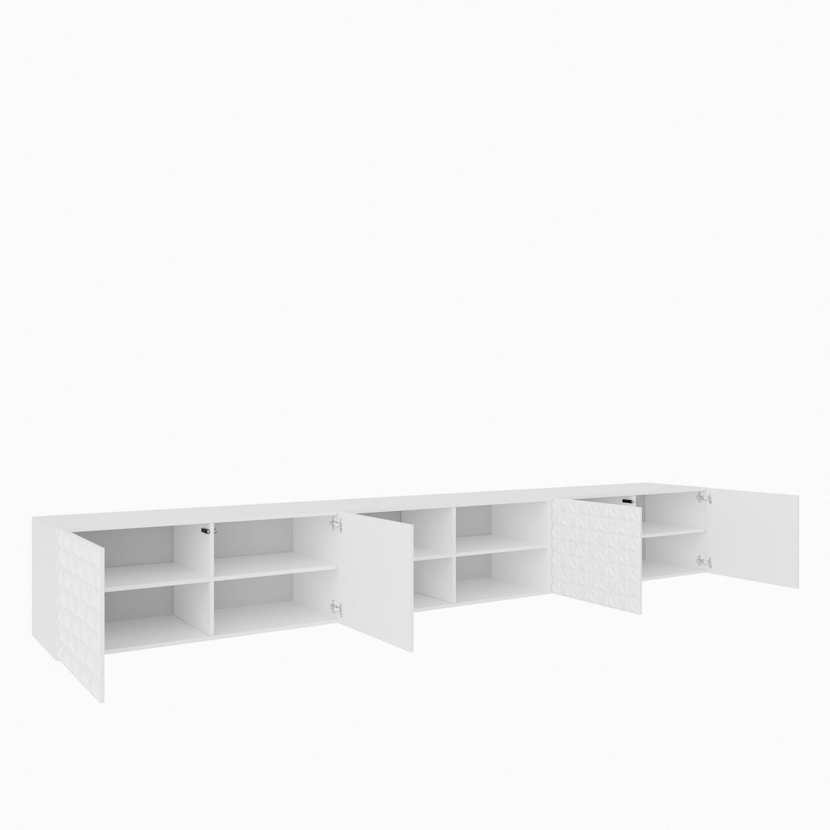 LOWBOARD ROVA 300/41/40 cm, Hängender TV-Schrank Weiß - Weiß, Holzwerkstoff (300/41/40cm) - MASSENO