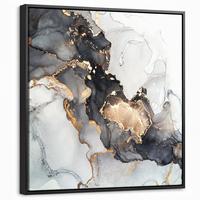 LEINWAND Bilder mit Rahmen - Marmor - Schwarz - Weiß - Gold - Luxus - Abstrakt - 50x50 - Goldfarben, Textil (50/50cm) - MuchoWow