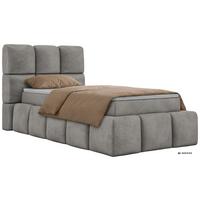 BOXBETT NIRA 90/200 - Hellgrau Velvet - Topper T25 - H3 - Hellgrau/Schwarz, Kunststoff/Textil (90/200cm) - MKS