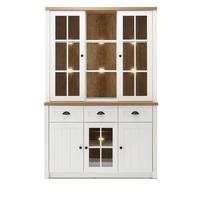 BUFFETSCHRANK weiß Pinie, Eiche hell Landhaus, Buffet 130 x 198 cm - Eichefarben/Schwarz, Holzwerkstoff/Metall (130/198/43cm) - Furn.Design