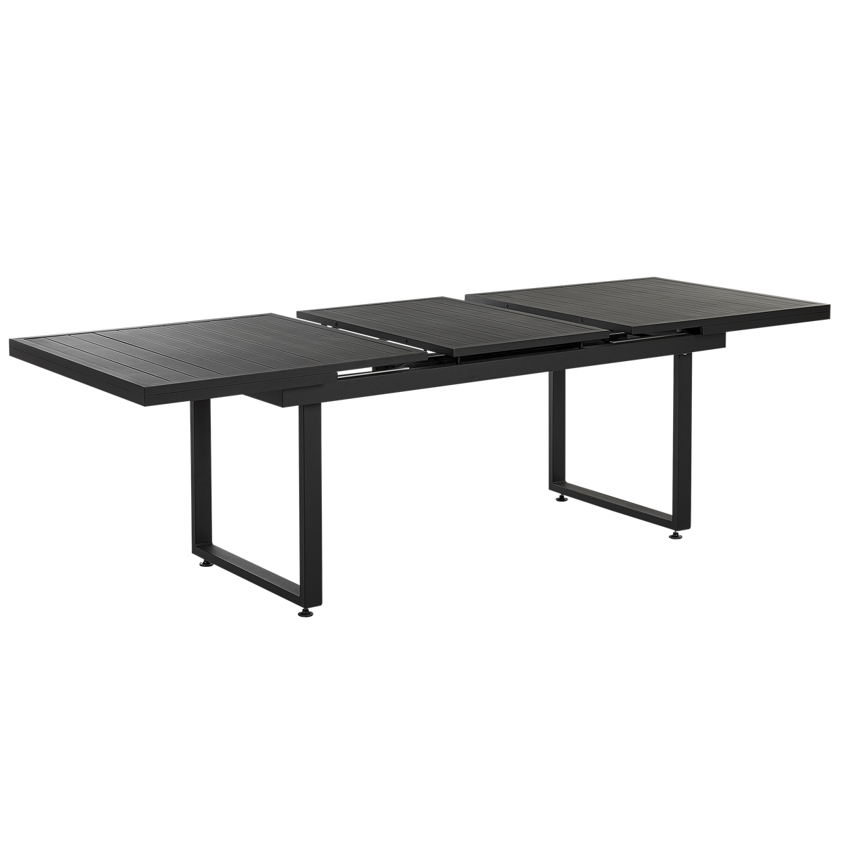 GARTENTISCH 180-240/90 cm Metall Schwarz Valcanetto - Schwarz, Metall (180/90/84cm) - Beliani