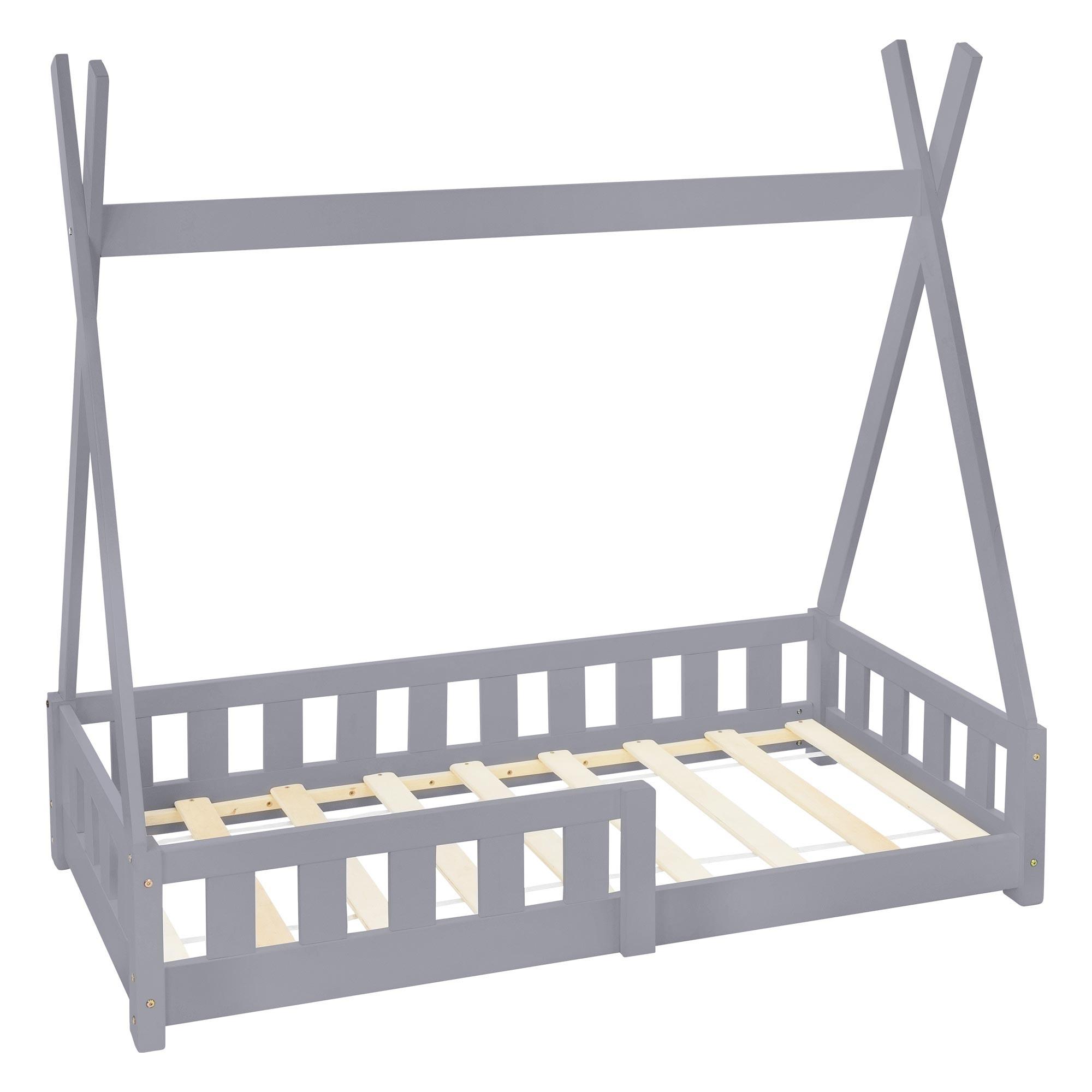 KINDERBETT Tipi 70x140 cm Hellgrau - Hellgrau, Holz (70/140cm) - ML-DESIGN