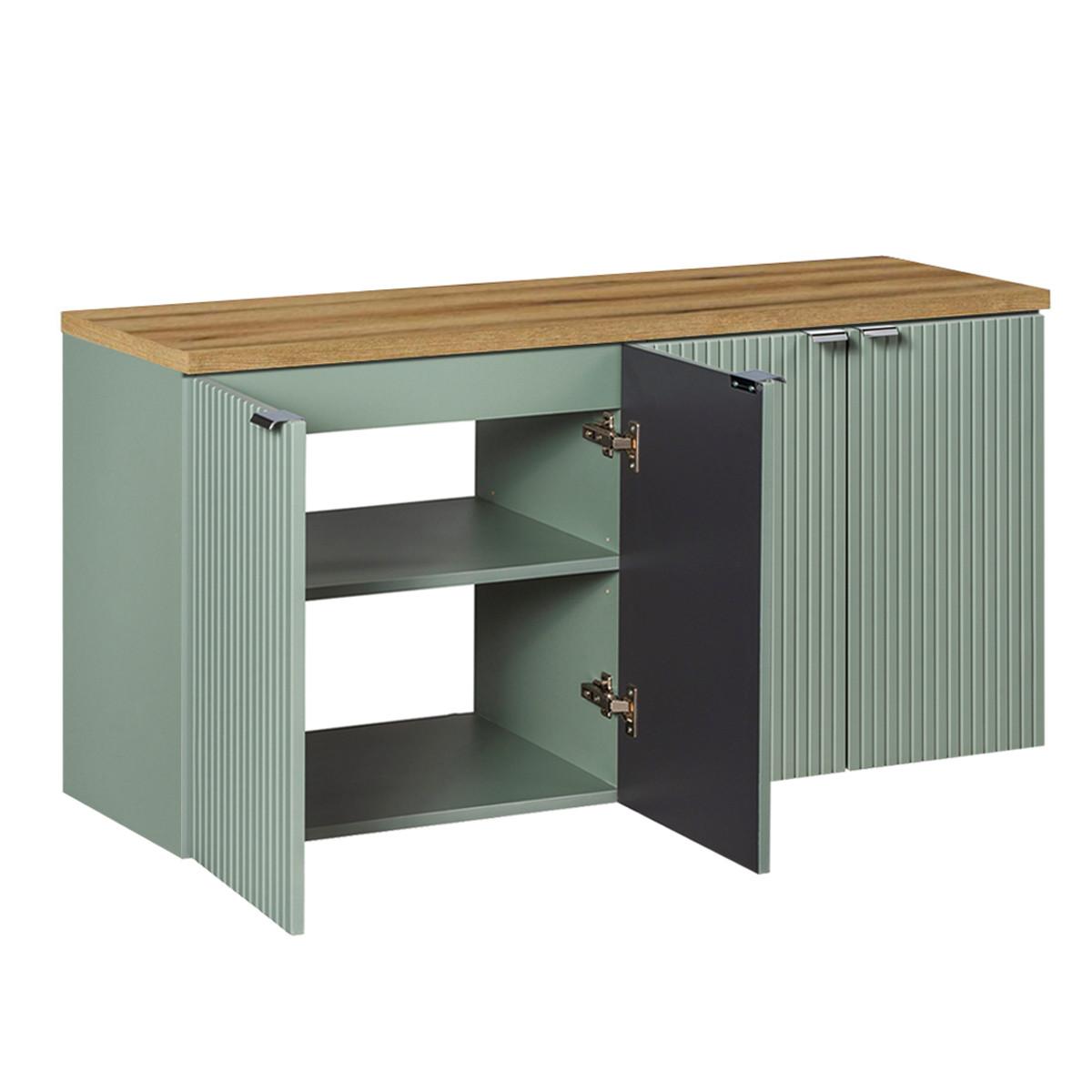 WASCHTISCHUNTERSCHRANK 120cm Jade Grün und Holz - Grün, Holzwerkstoff (120/57/40cm) - Petits-meubles