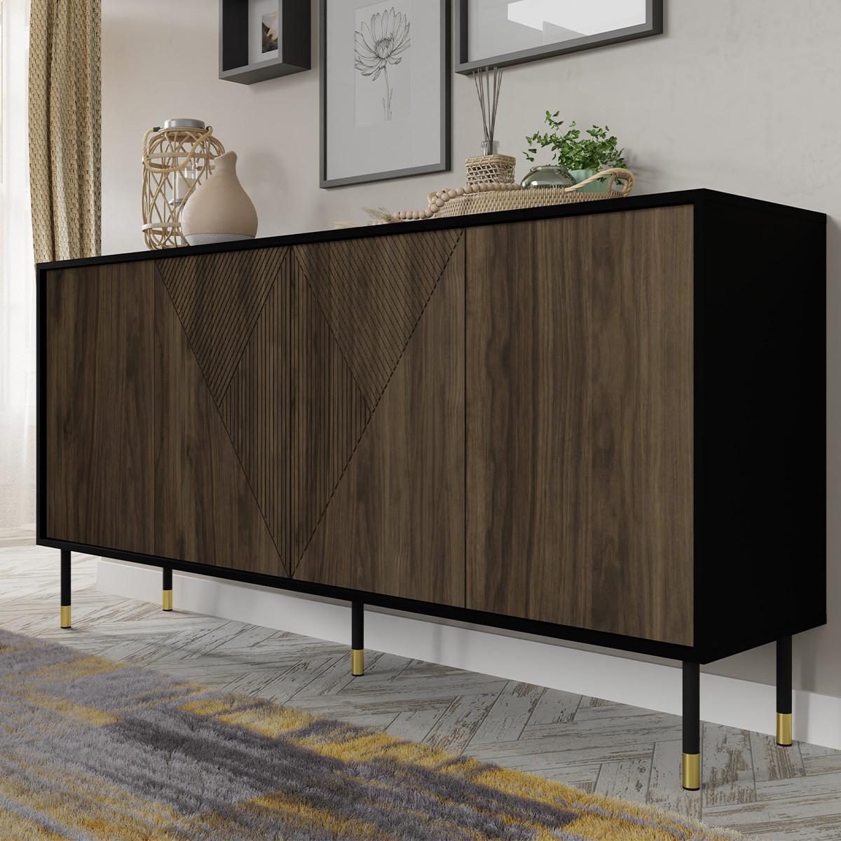 SIDEBOARD Aglaé Holz und Schwarz - Schwarz, Holzwerkstoff (180/88/40cm) - Petits-meubles