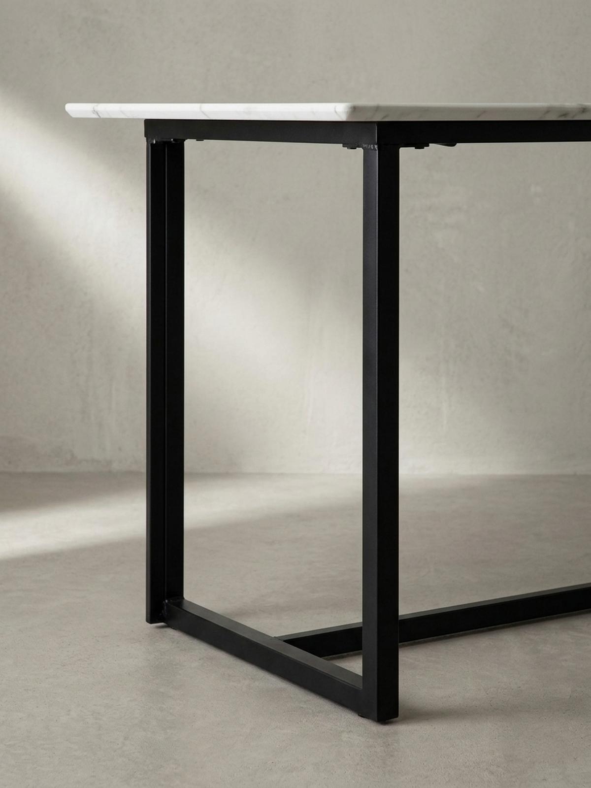 ESSTISCH Marmoroptik Metall Rechteckig Modern Klein, Weiß 120x60x76 cm - Schwarz/Weiß, Holzwerkstoff/Metall (60/120/76cm) - KADIMA DESIGN