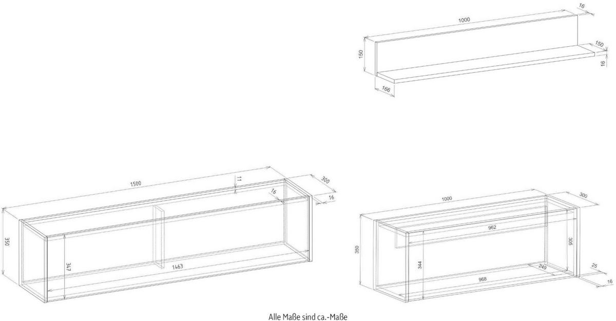 WOHNWAND grau matt, Eiche Wotan 270 cm, Wohnkombination hängend mit Sekretär - Eiche Wotan/Grau, Holzwerkstoff/Metall (270/170/30cm) - Furn.Design
