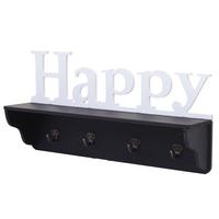 WANDGARDEROBE HAPPY 4 HAKEN Schwarz, Reinweiß - Schwarz/Weiß, Holz (60/30/13cm) - MCW