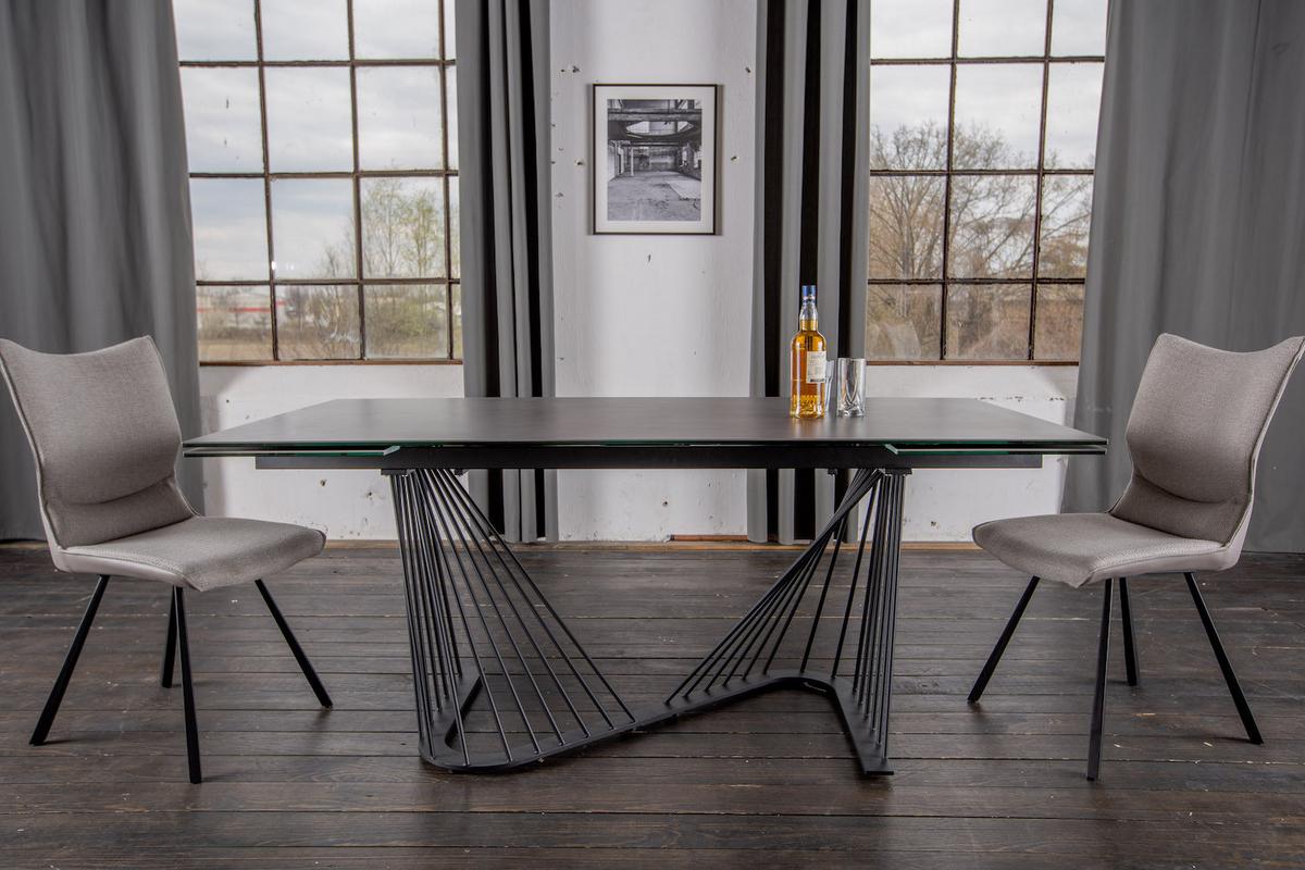 AUSZIEHTISCH ELOISE Schwarz Metall, Glas - Schwarz, Metall (90/180/76cm) - KAWOLA