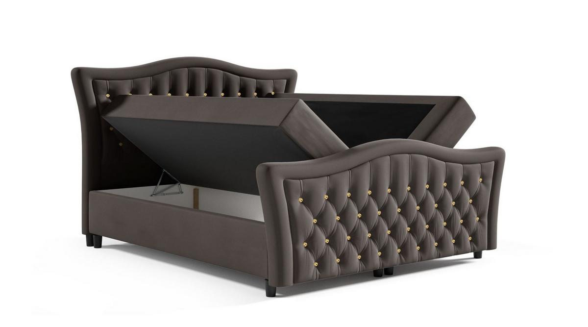 BOXBETT Turhan In Elisa Velvet - Braun, Holzwerkstoff/Textil (140/200cm) - Fun Möbel