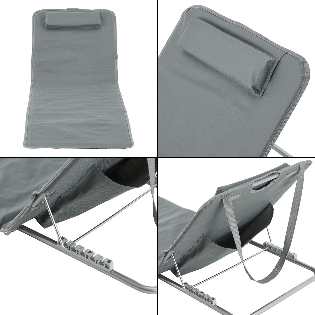 STRANDMATTEN-SET 2 TLG. Cellorigo - Dunkelgrau, Textil/Metall (160/42/49cm) - [en.casa]