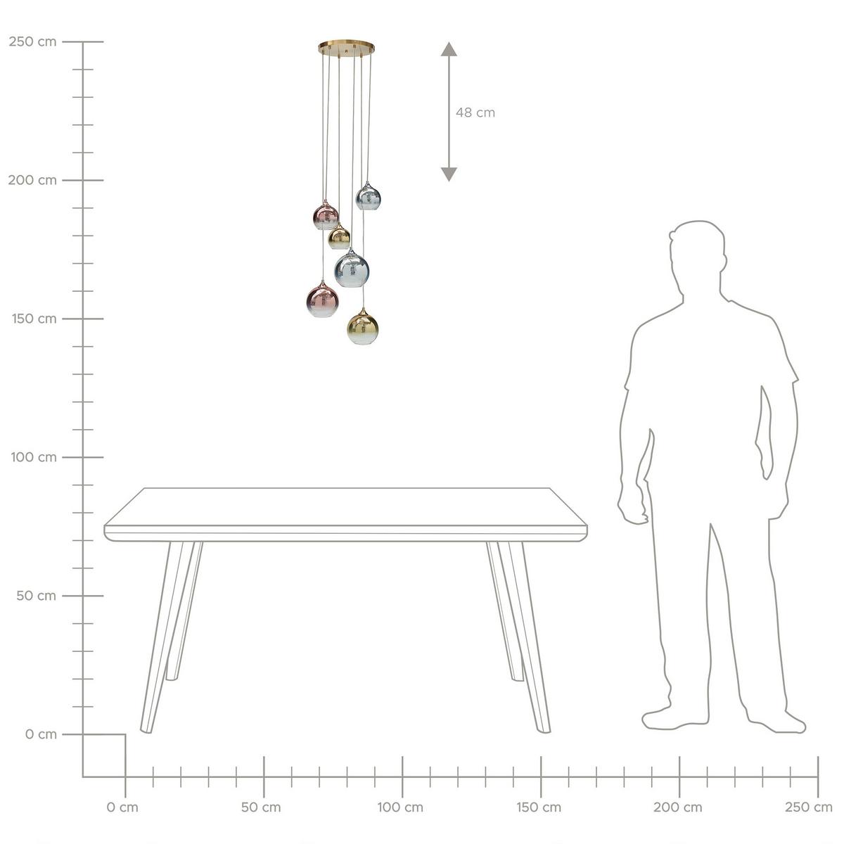 HÄNGELEUCHTE Tooma 35/35/150 cm - Multicolor, Glas (35/35/150cm) - Beliani