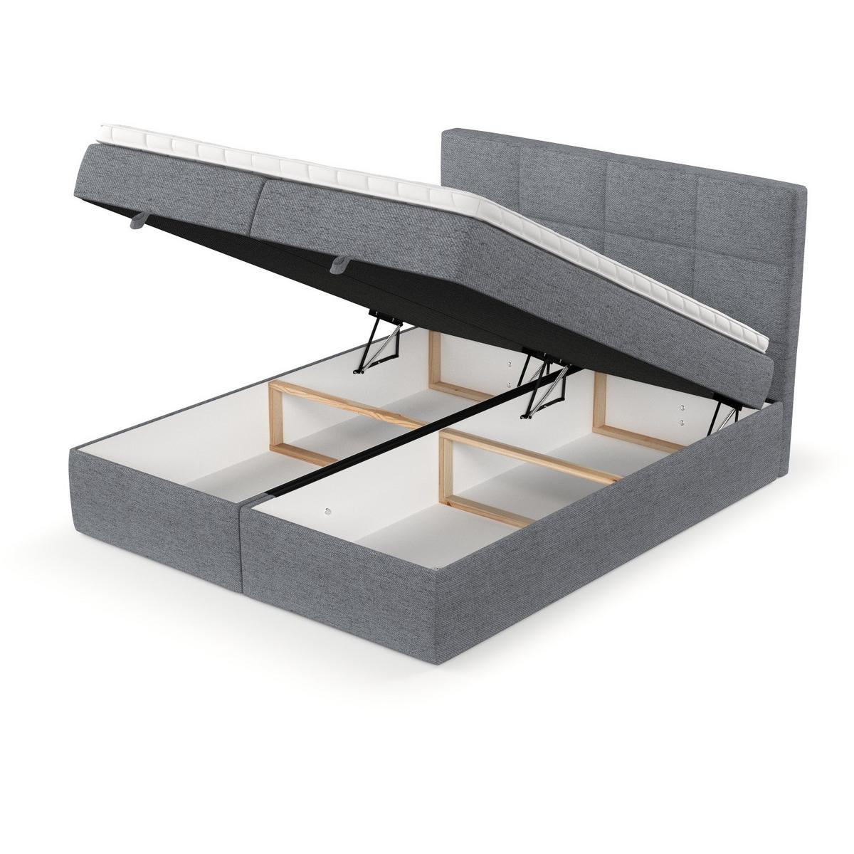BOXBETT Velto 140/200 cm Grau im Neve Stoff - Schwarz/Grau, Holz/Holzwerkstoff (140/200cm) - AltaBeds