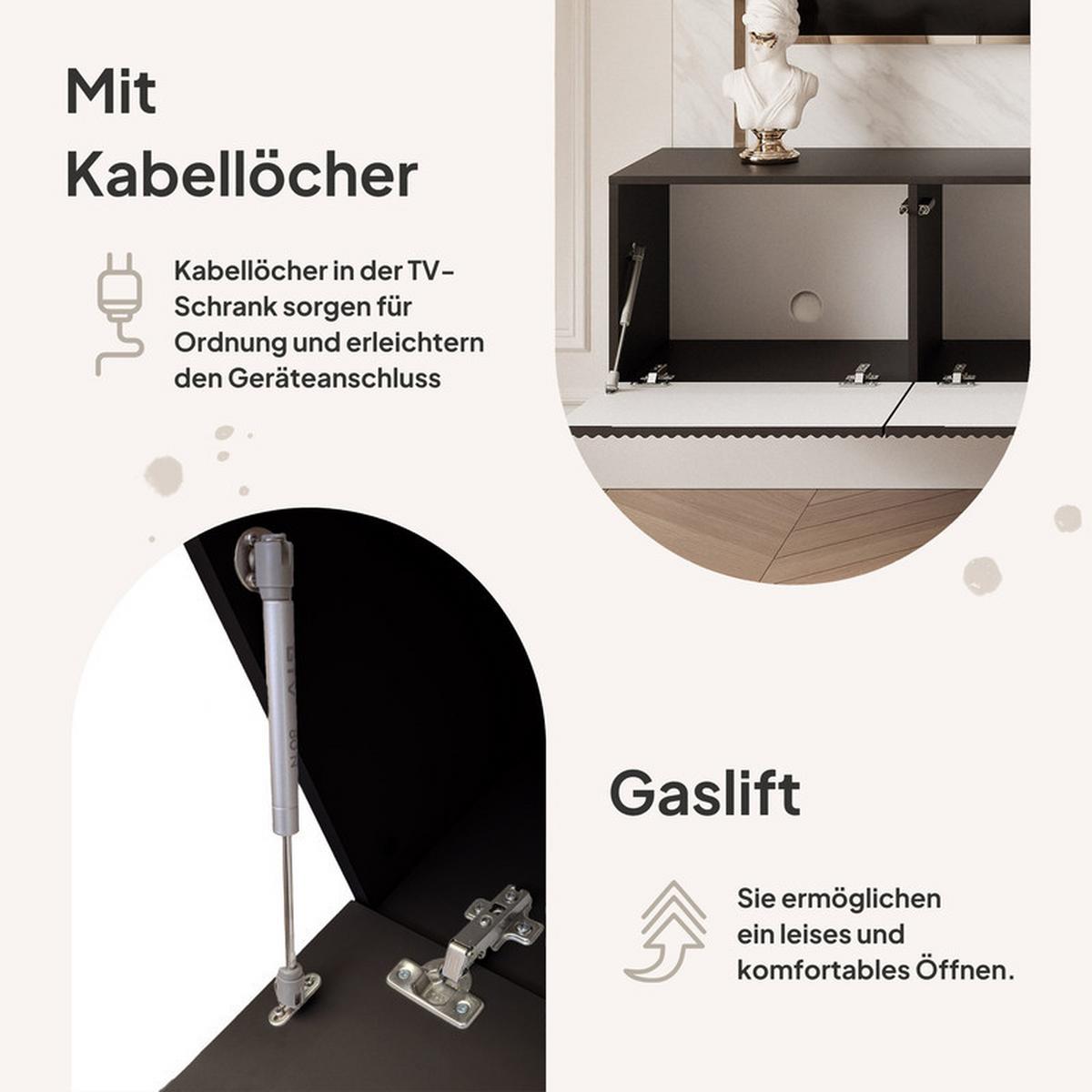 TV-LOWBOARD ANGEL Schwarz hängend mit LED-Beleuchtung 100 cm - Schwarz, Holzwerkstoff (100/36/40cm) - Idohome