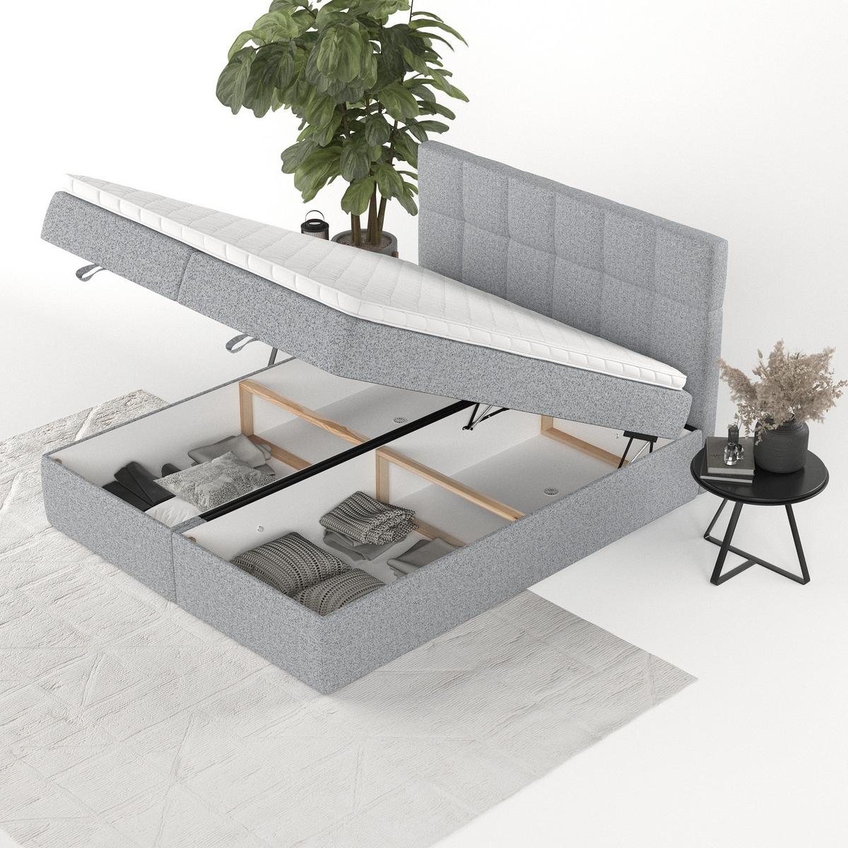 BOXBETT Savio 200/200 cm Grau im Riva Stoff - Schwarz/Grau, Holz/Holzwerkstoff (200/200cm) - AltaBeds