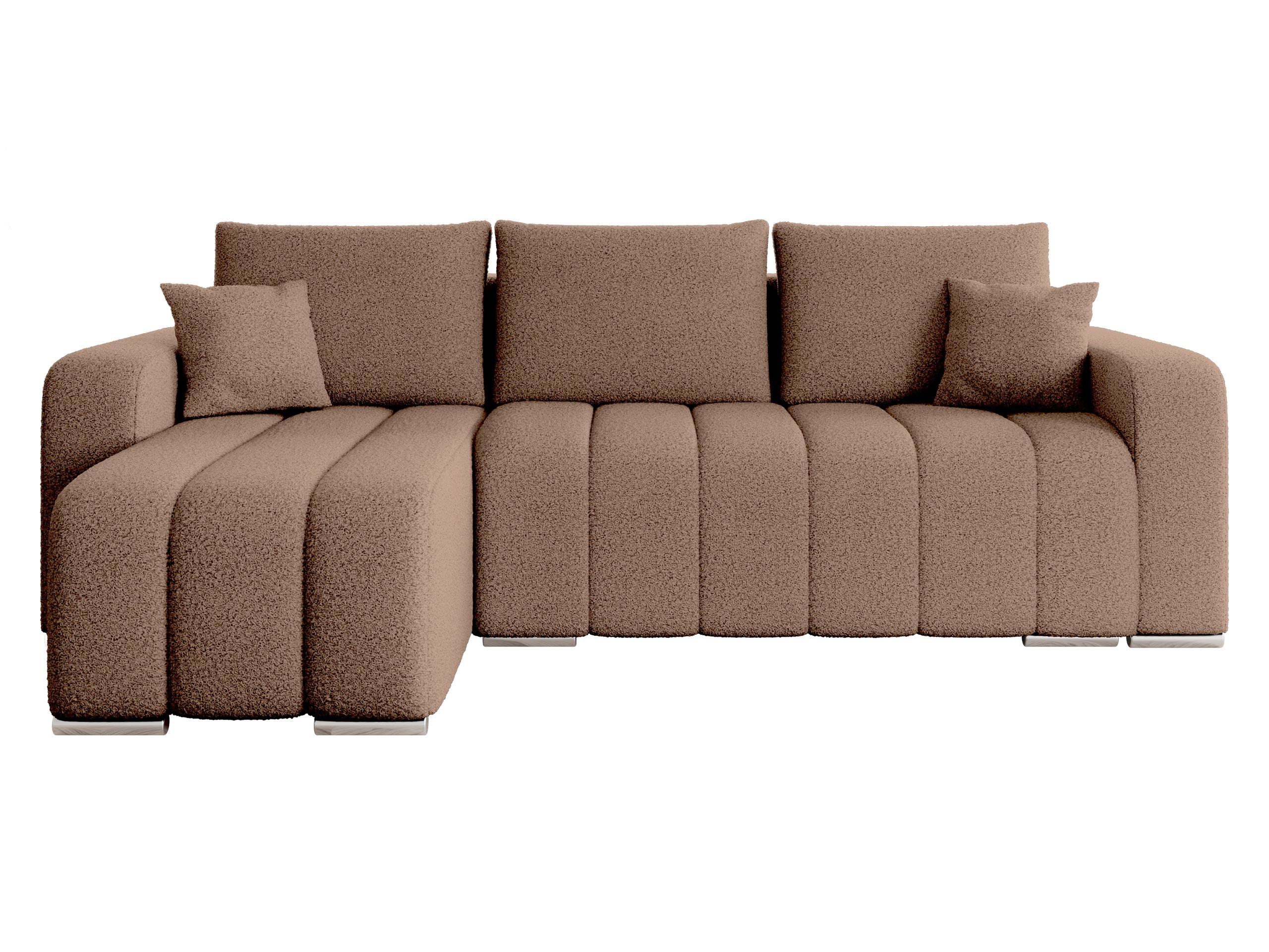 ECKSOFA Pufetto Boucle - Hellbraun/Silberfarben, Holz/Textil (244/147cm) - MIRJAN24