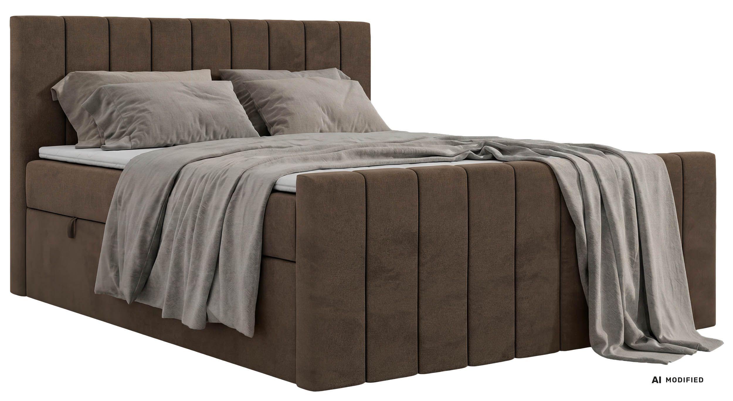 BOXBETT ALVER DUO 200/200 - Braun Velvet - Topper T25 - H3 - Schwarz/Braun, Kunststoff/Textil (200/200cm) - MKS