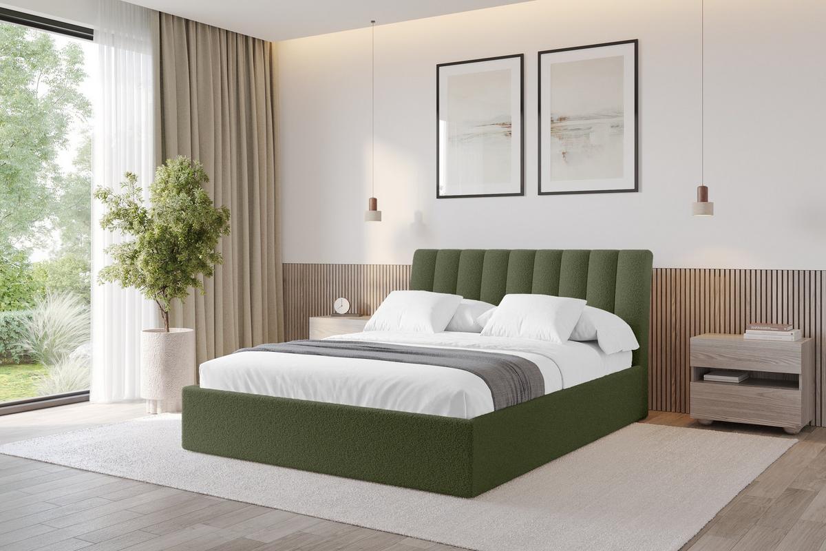 POLSTERBETT mit Bettkasten und Lattenrost, Boxbett ohne Matratze - ILAN 180x200 Grün - Grün, Holzwerkstoff/Textil (180/200cm) - ALTDECOR