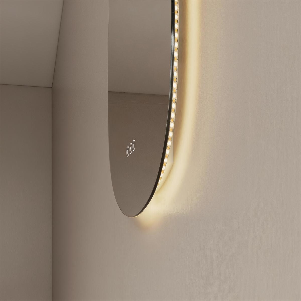 BADSPIEGEL asymmetrisch mit LED-Beleuchtung, Antibeschlag, 65/45/2,5 cm - Transparent, Glas (45/65/2.5cm) - EMKE