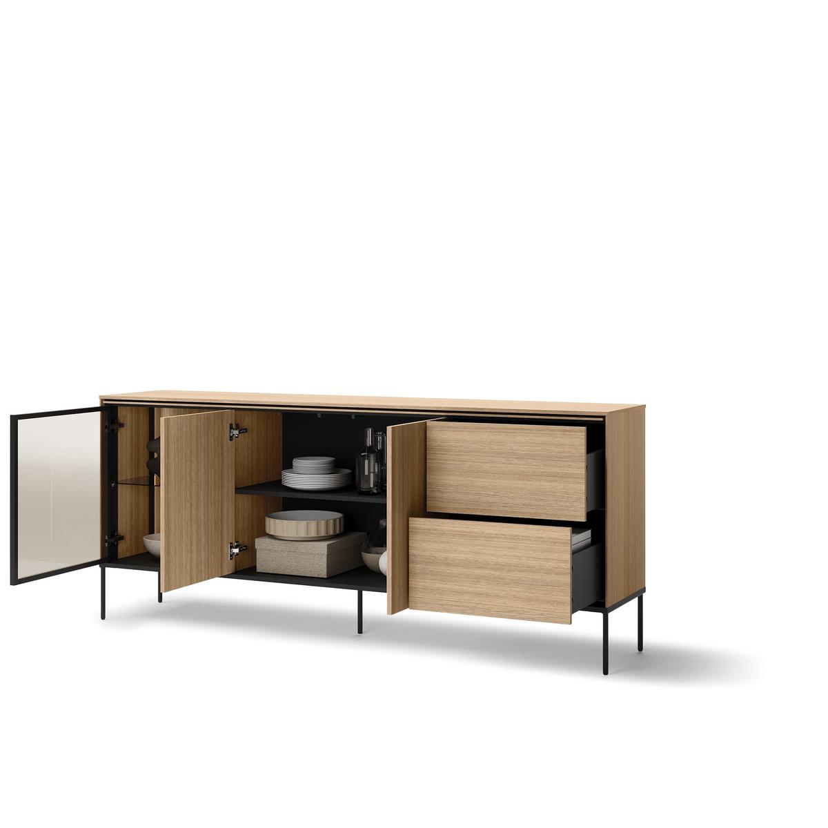 KOMMODE VISSO VI-06 mit LED-Beleuchtung Eiche linear - Eichefarben, Holzwerkstoff (201/85/41cm) - Lookway