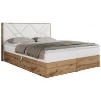 BOXBETT GUNAR - 180/200 Weiß Kunstleder - H4 - Weiß, Holz/Textil (180/200cm) - MKS