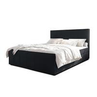 BOXBETT LEVENTE 160x200 cm mit Bettkasten und Matratze - Schwarz + TOPPER - Schwarz, Holz/Holzwerkstoff (160/200cm) - AX Living