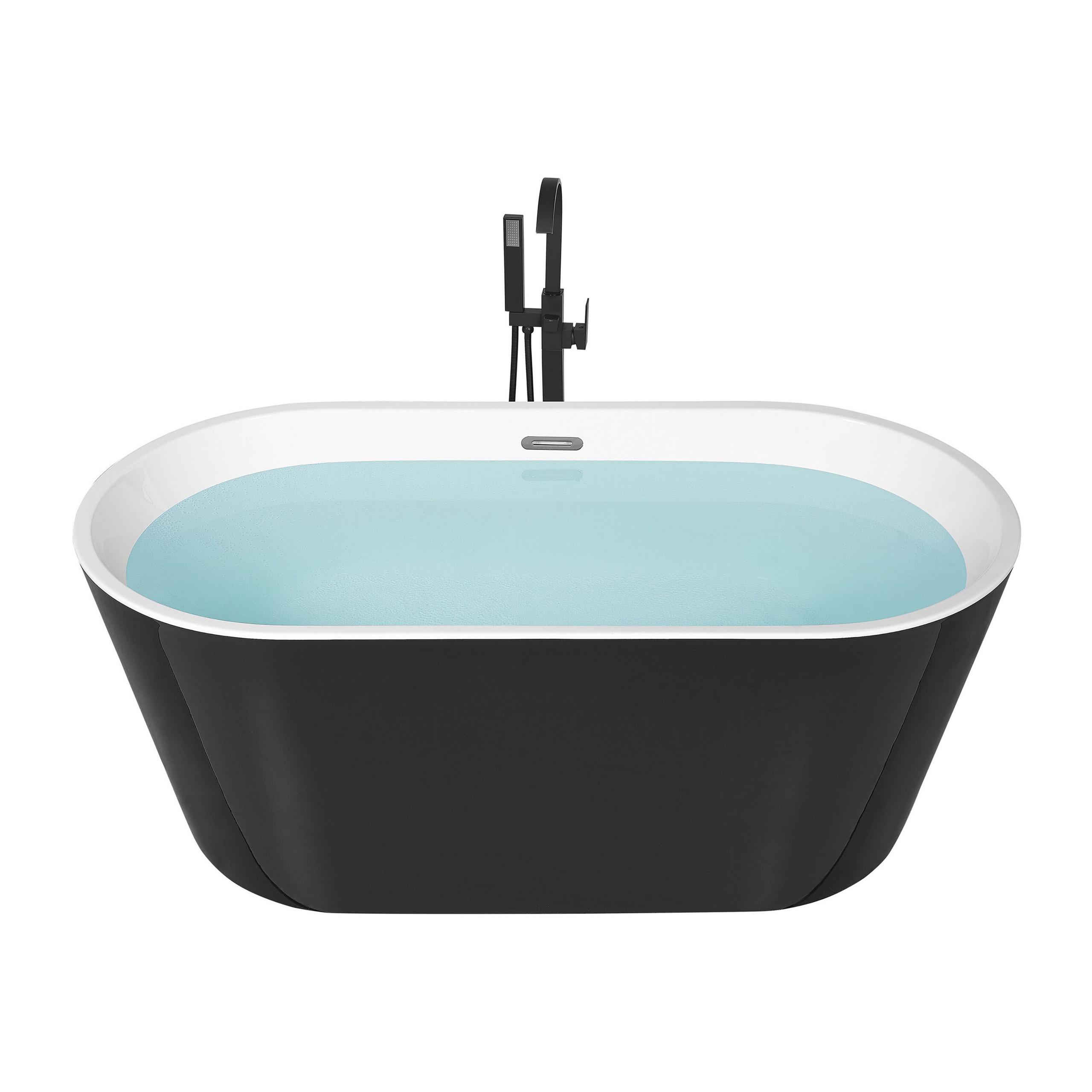 BADEWANNE FREISTEHEND 75x150x58 cm schwarz Havana - Schwarz, Kunststoff (75/58/150cm) - Beliani