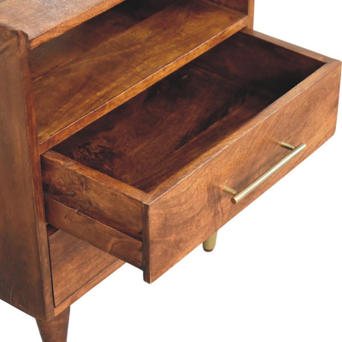 NACHTTISCH mit Kastanien-Finish, 2 Schubladen, 1 offene Ablage, braun - Braun, Holz/Metall (45/60/35cm) - Artisan Furniture