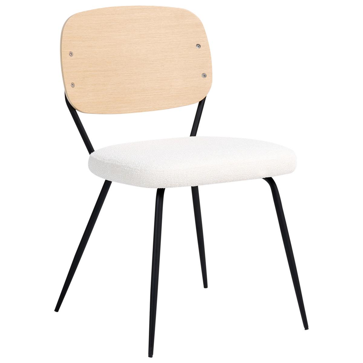 ESSZIMMERSTUHL 2er Set Bouclé Cremeweiß Eileen - Creme, Textil (45/80/57cm) - Beliani