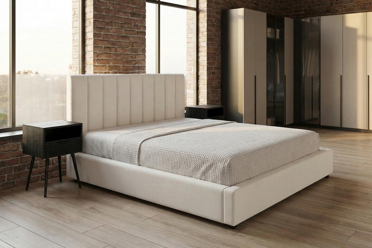 POLSTERBETT CATTURA Cremeweiß Velvet - Creme/Weiß, Textil (160/200cm) - KAWOLA