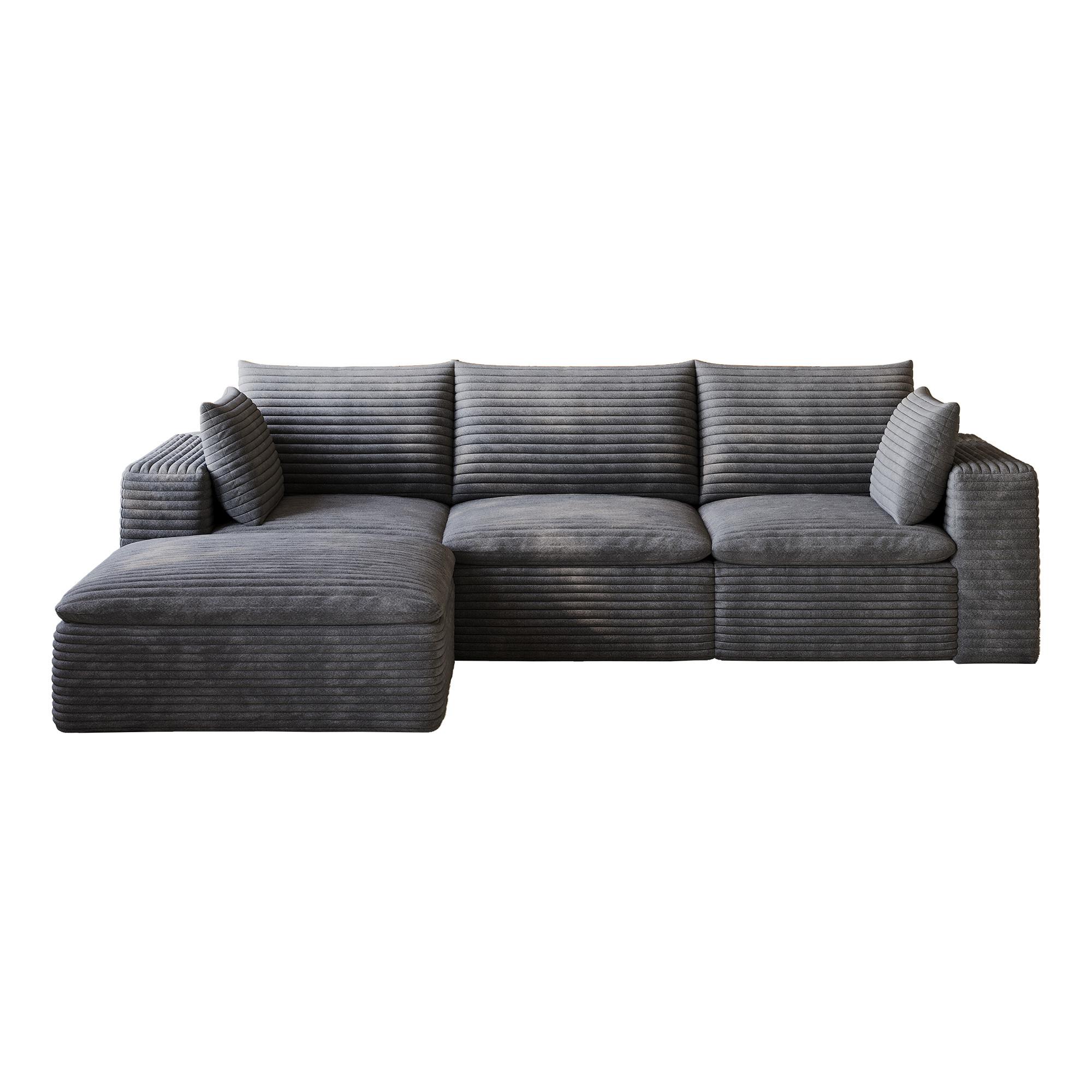 ECKSOFA 260cm L-Form Cord 4-Sitzer ohne Montage - Dunkelgrau, Textil (260/160cm) - Urban Meuble