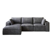 ECKSOFA 260cm L-Form Cord 4-Sitzer ohne Montage - Dunkelgrau, Textil (260/160cm) - Urban Meuble