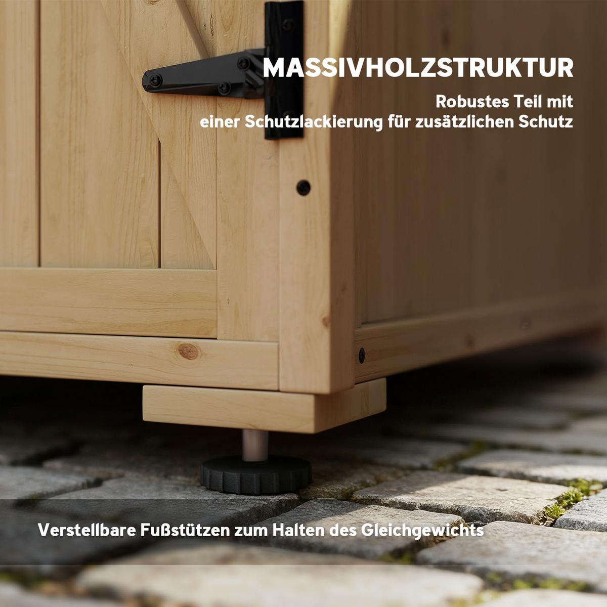 GARTENSCHUPPEN, Geräteschrank, Wetterfester Geräteschuppen mit Doppeltür Natur - Fichtefarben, Holz (88/90/77.5cm) - Outsunny