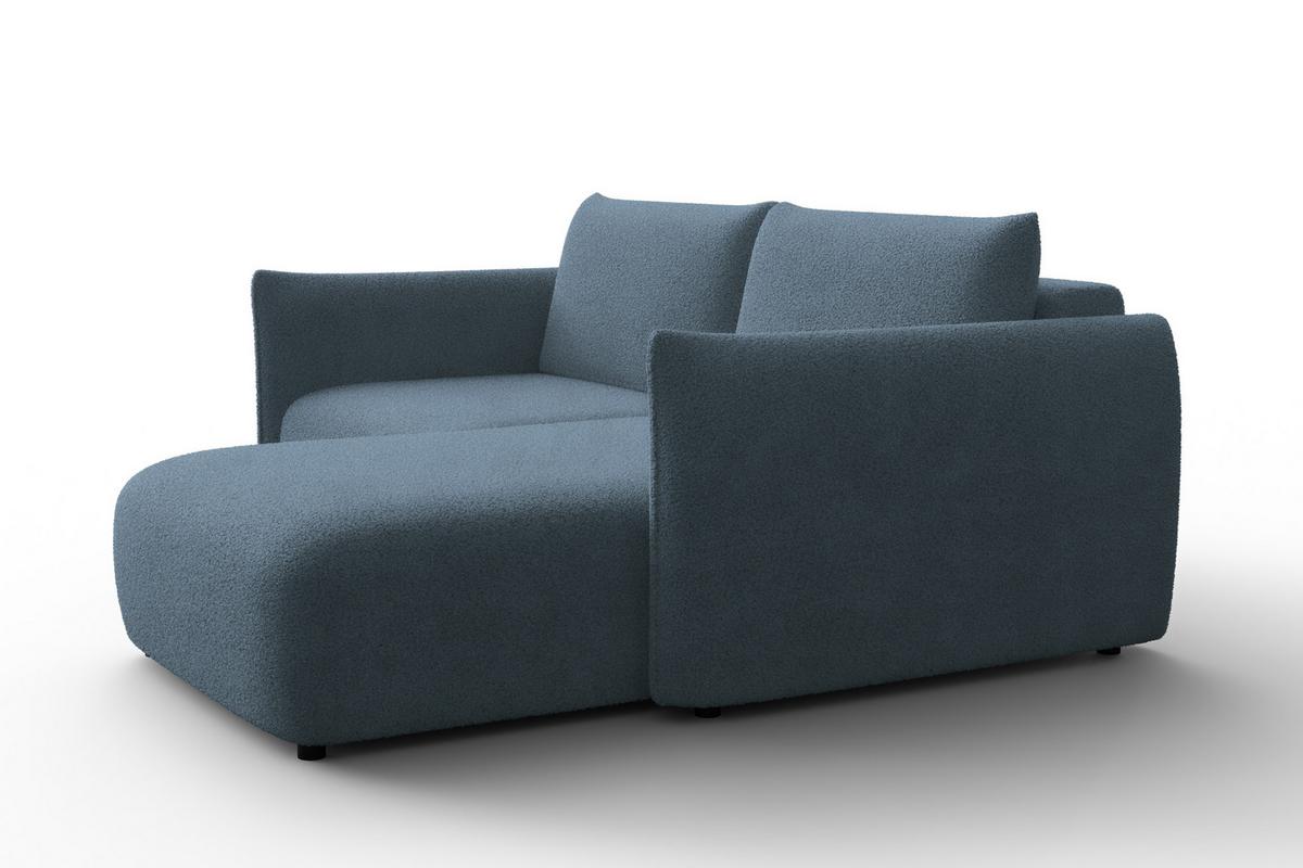 ECKSOFA TAUER 3-Sitzer RECHTS, Bouclé-Stoff blau - Blau/Schwarz, Holz/Textil (206/173cm) - Courtois Laville