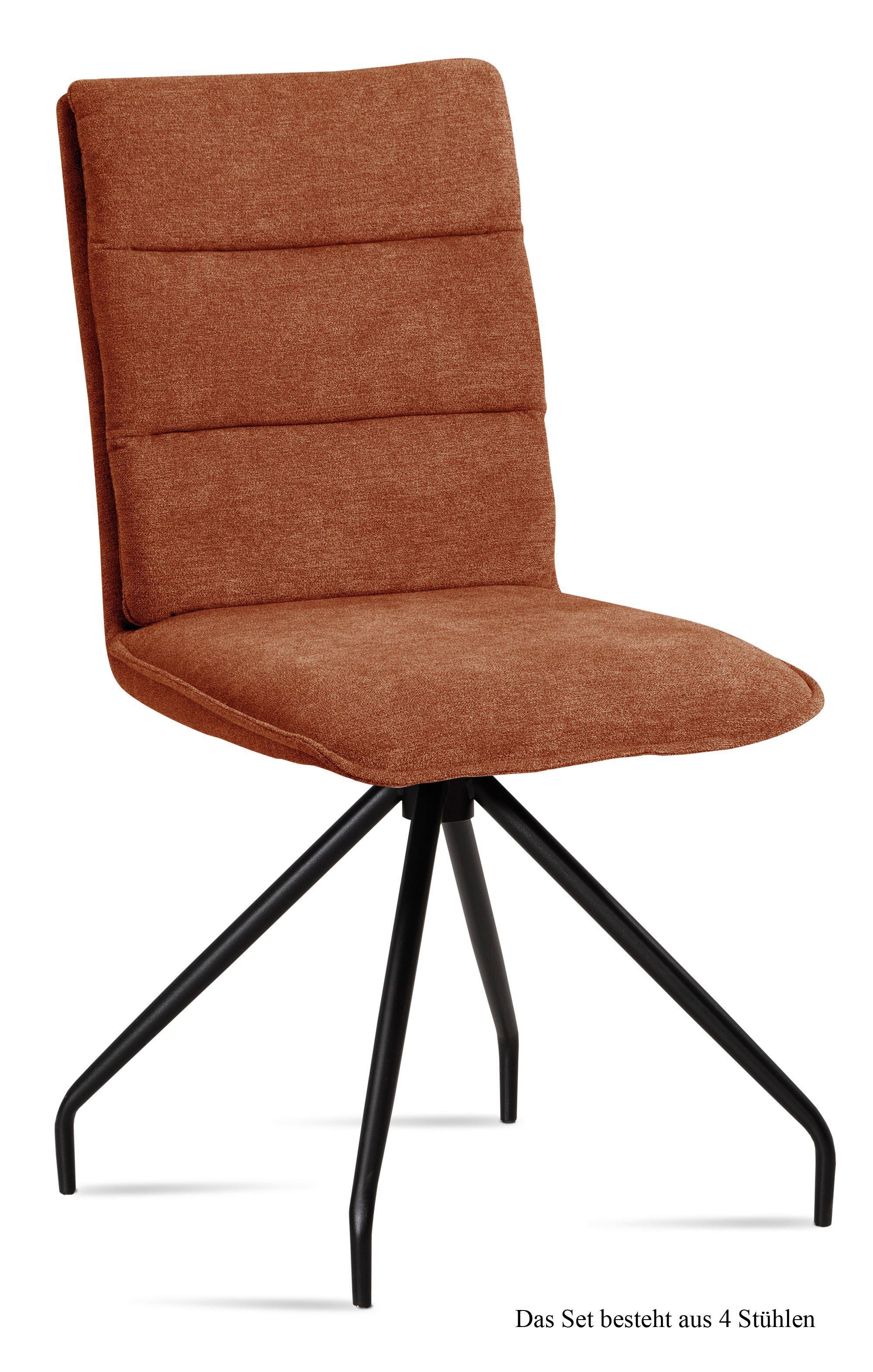 ESSZIMMERSTUHL (4er-Set) Dianna 47x92x60 Schwarz/Cognac - Cognac/Schwarz, Kunststoff (60/92/47cm) - 58aufmkessel