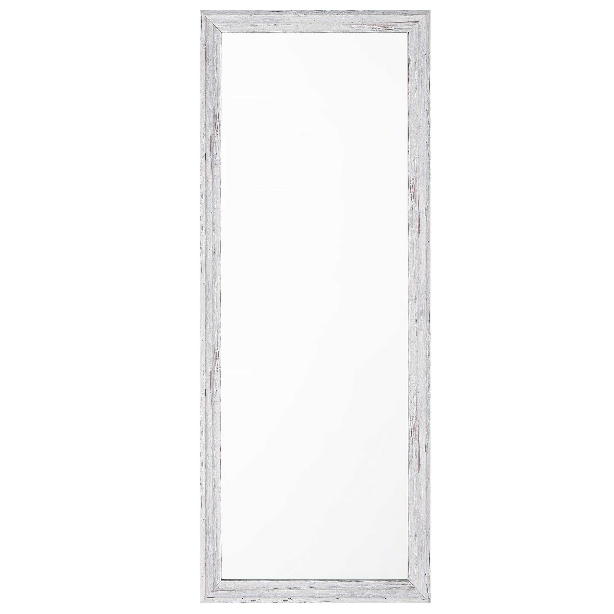 WANDSPIEGEL weiß/Holzoptik rechteckig 50/130 cm Benon - Weiß/Grau, Kunststoff (50/130/3cm) - Beliani