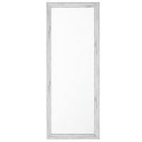 WANDSPIEGEL weiß/Holzoptik rechteckig 50/130 cm Benon - Weiß/Grau, Kunststoff (50/130/3cm) - Beliani