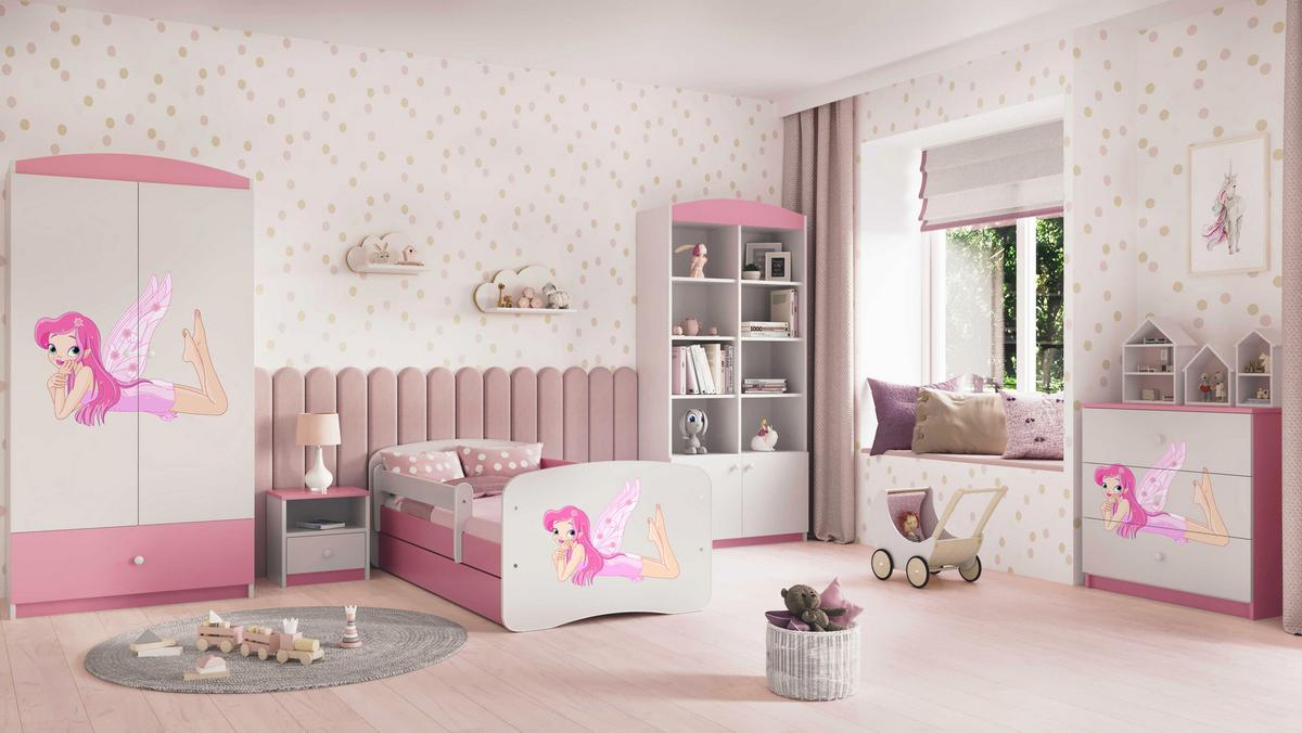 KINDERKLEIDERSCHRANK Elfe II - Hellrosa, Holzwerkstoff (90/175/52cm) - RAUMHIRSCH FURNITURE