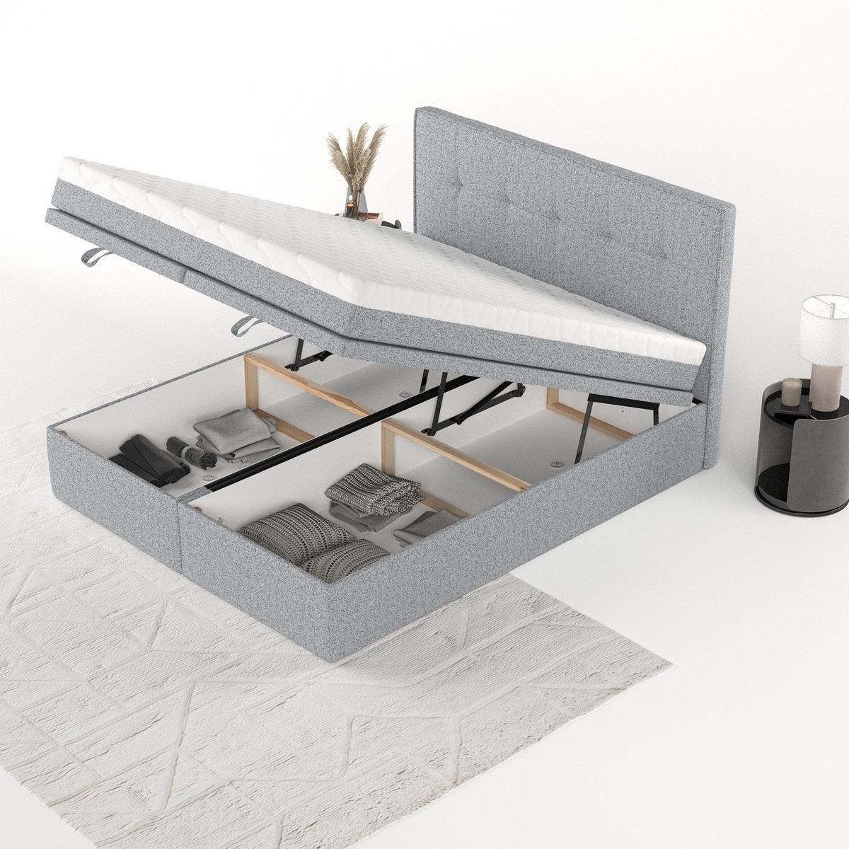 BOXBETT Arivo 200/200 cm Grau im Riva Stoff - Schwarz/Grau, Holz/Holzwerkstoff (200/200cm) - AltaBeds