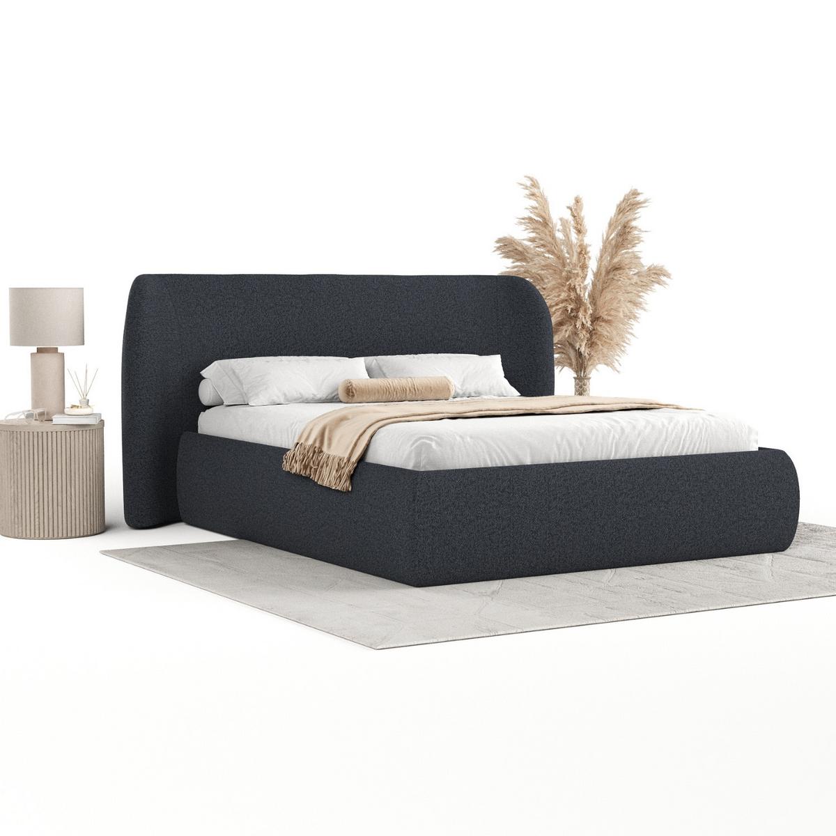 POLSTERBETT Bellano mit Stauraum 160/200 cm Anthrazit im Riva Stoff - Anthrazit/Schwarz, Holz/Holzwerkstoff (160/200cm) - AltaBeds