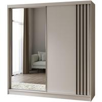 SCHWEBETÜRENSCHRANK Nela II 200/216/61 weiß mit Schubladen - Schwarz/Weiß, Holzwerkstoff (200/216/61cm) - Beautysofa