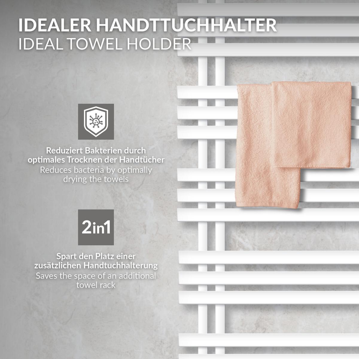 BADHEIZKÖRPER elektrisch IRON EM 500x1200 mm Weiß mit Heizstab 900W Digital - Weiß, Metall (50/120/3cm) - LuxeBath