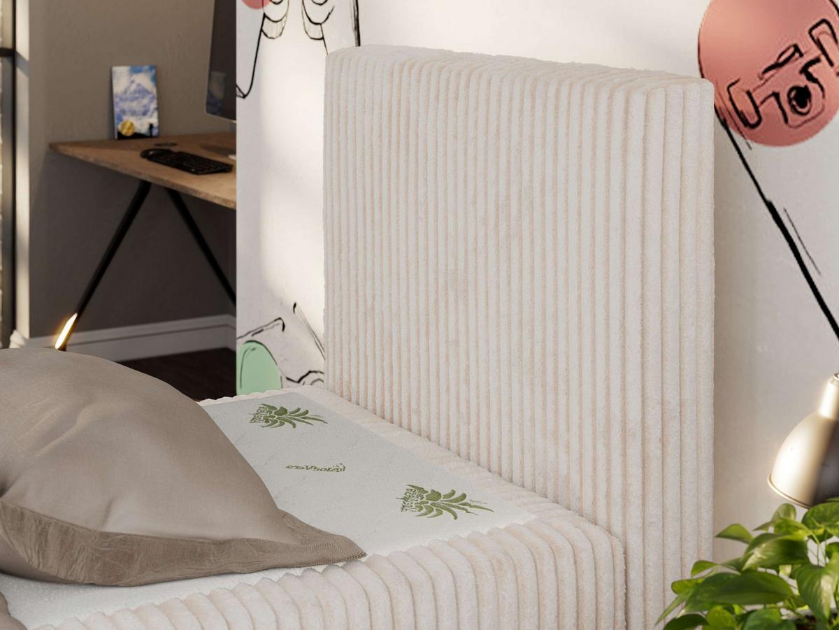JUGENDBETT TILIO DUO 90/200 - Beige Cord - H3 - Rechts Seite - Beige, Textil (90/200cm) - MKS