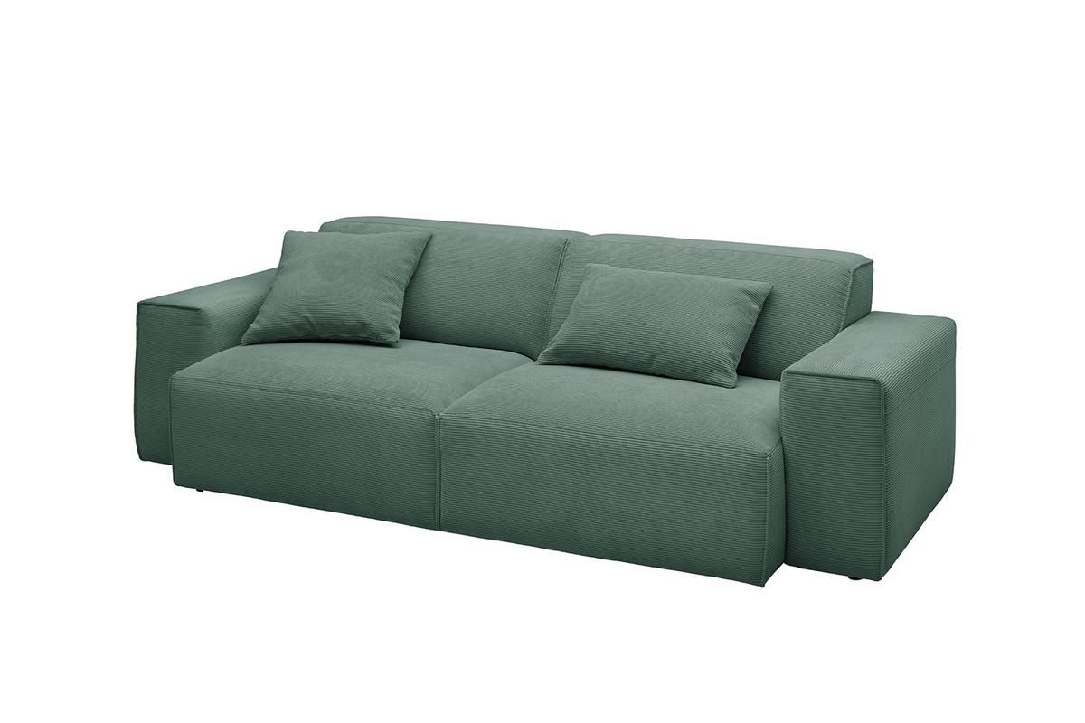 SOFA RANI Smaragdgrün Cord - Smaragdgrün/Schwarz, Kunststoff/Textil (256/71/101cm) - KAWOLA