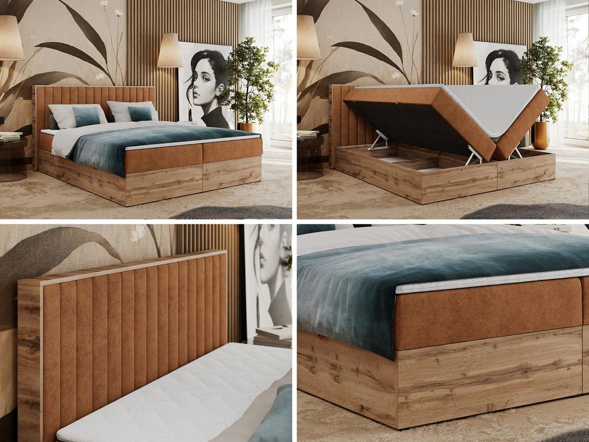 BOXBETT ALBERO 4 - 140/200 Orange Struktur - H3 - Orange, Holz/Textil (140/200cm) - MKS
